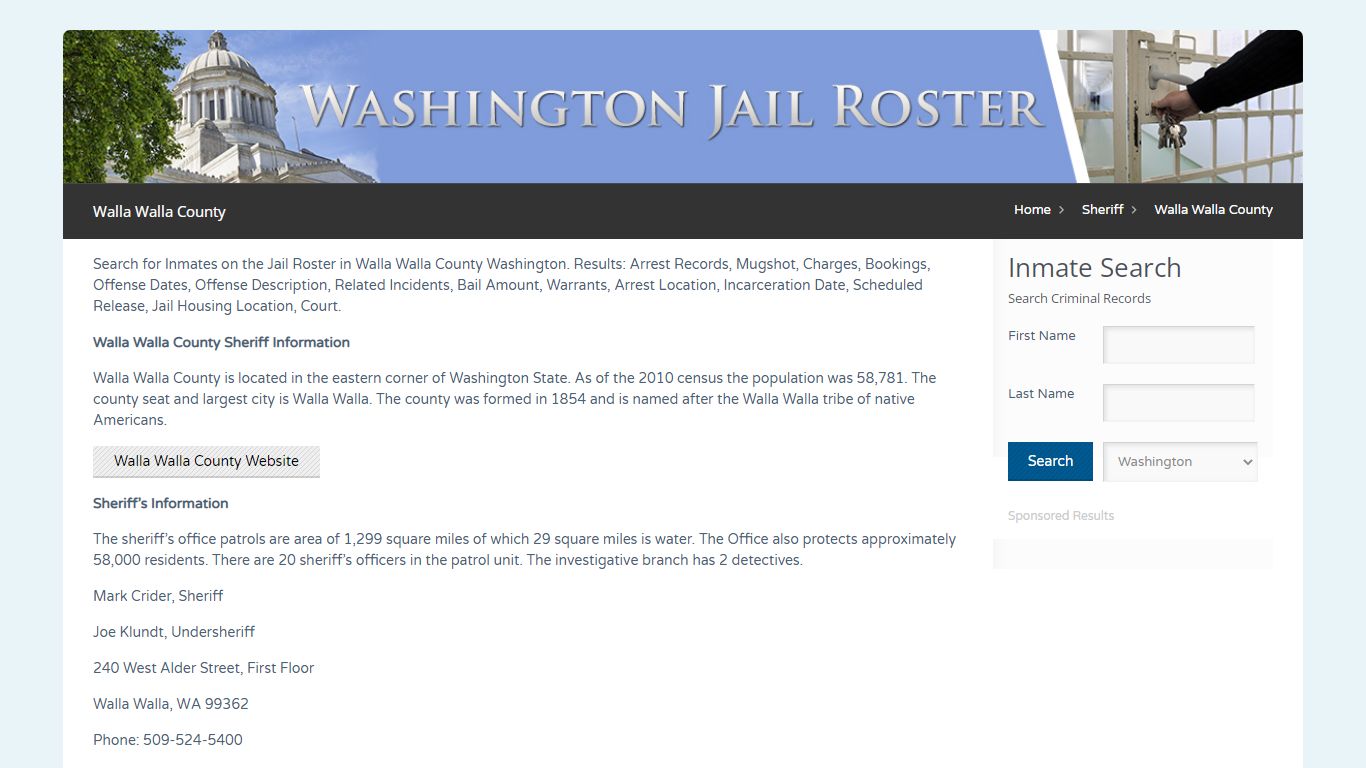 Walla Walla County | Jail Roster Search